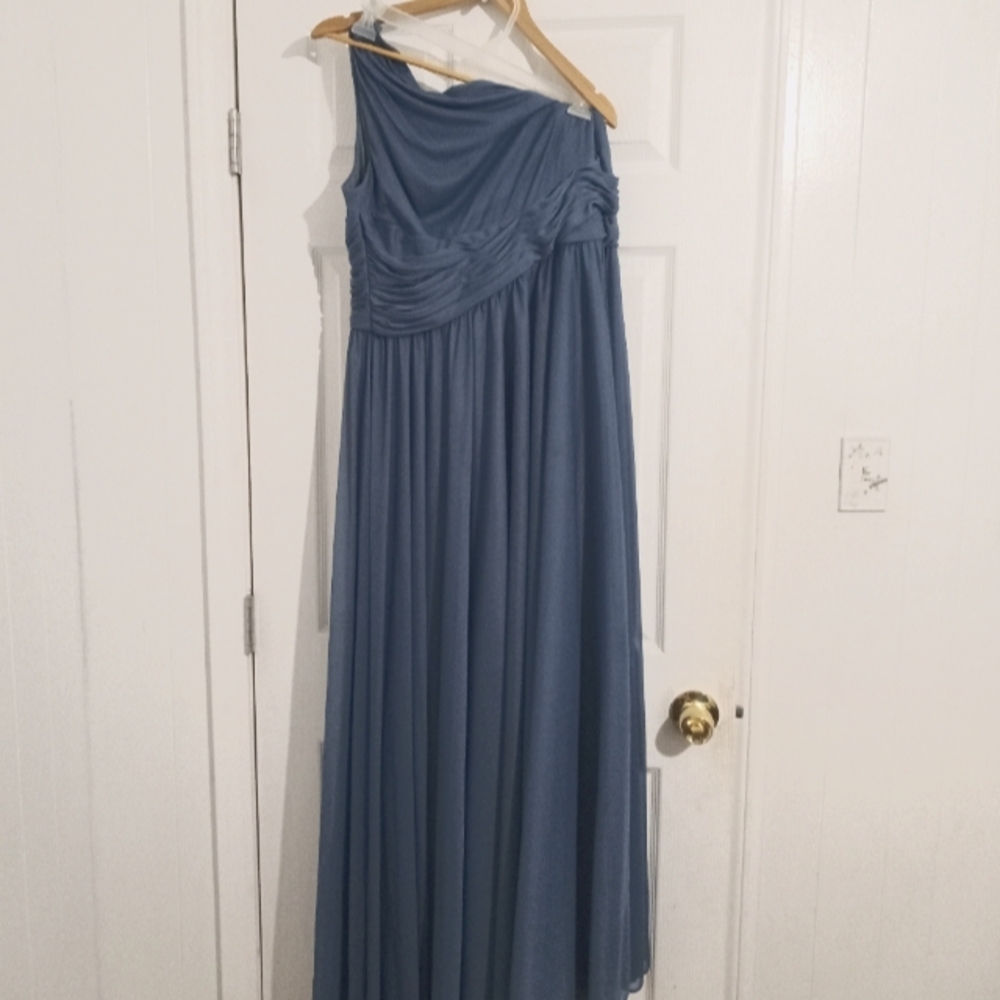 David's Bridal Blue, One-Shoulder Wedding and/or Bridesmaids Dress, Size 16